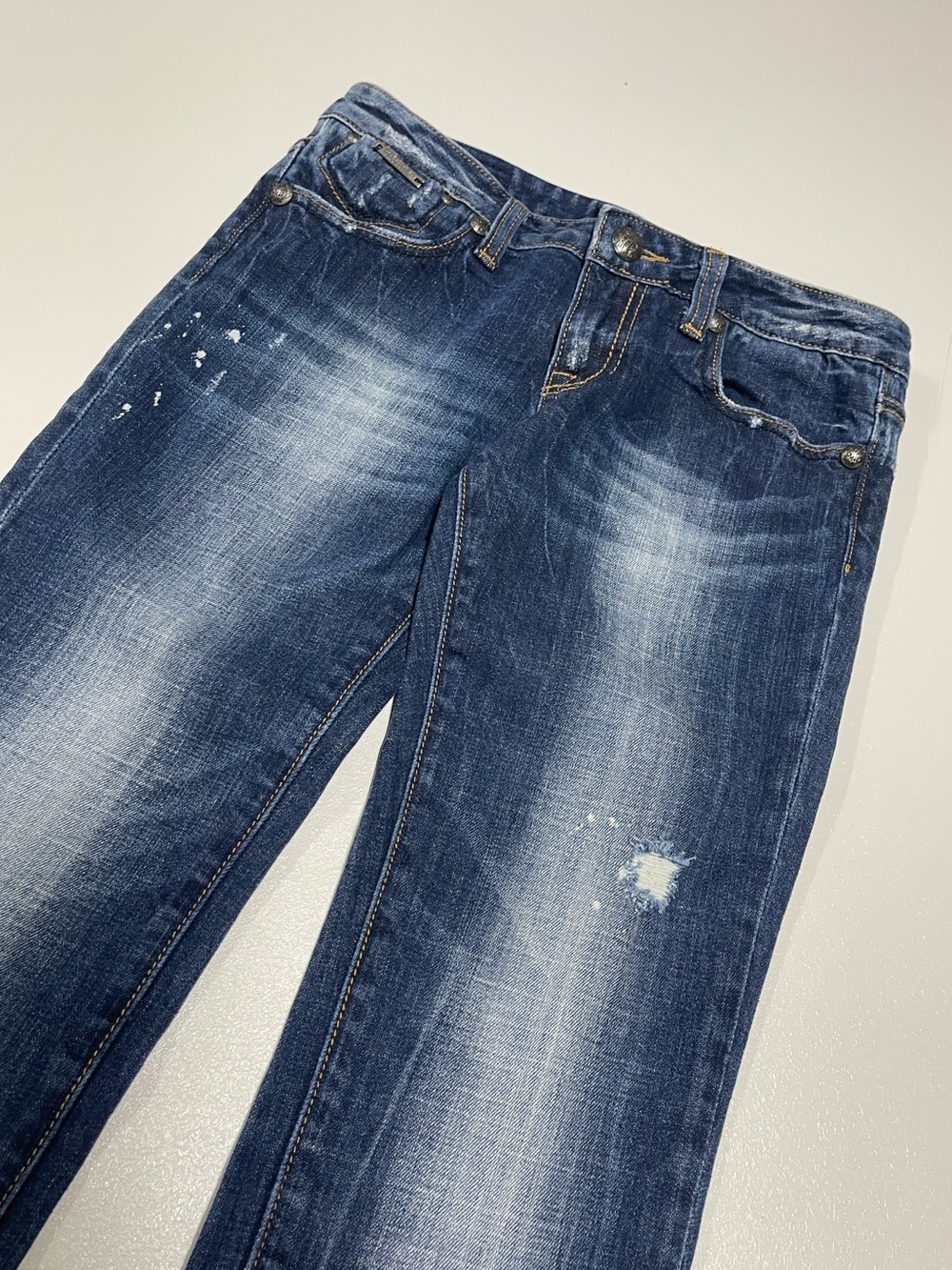 ReRock For Express Y2K Cotton Distressed Skinny Blue Denim Jeans Women’s Size 4 - Picture 5 of 12